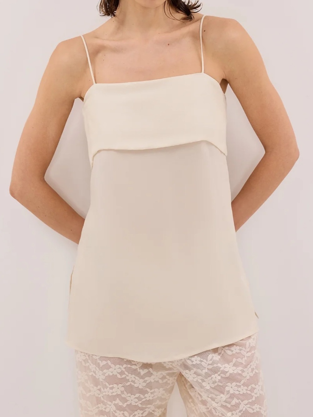 DISSH Sandstone Foldover Camisole in Cream